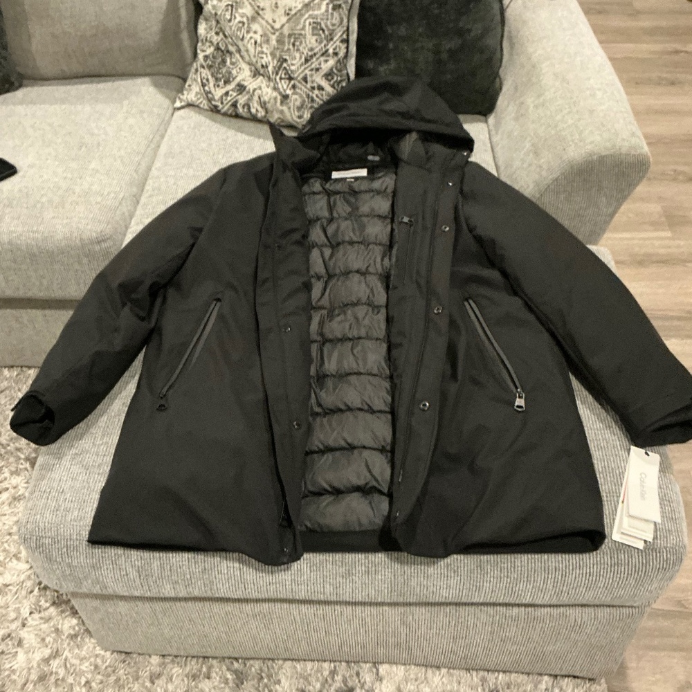 Calvin Klein Hooded Water Resistant Stadium Jacket Men’s Large